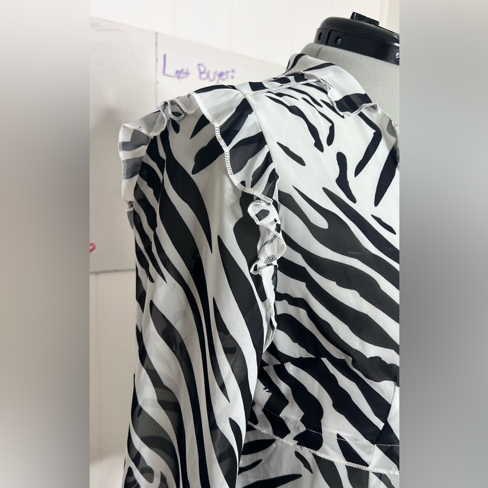 Fashion Nova Zebra Print Sheer Blouse - Picture 8 of 10